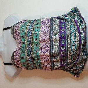 Large Tankini Top Women's N Good Karma Paisley Multi Print NWOT